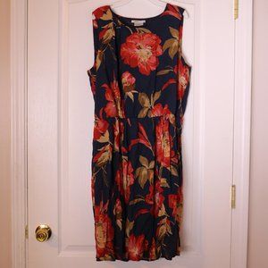 Sleeveless Floral Print Knee Above the Knee Dress